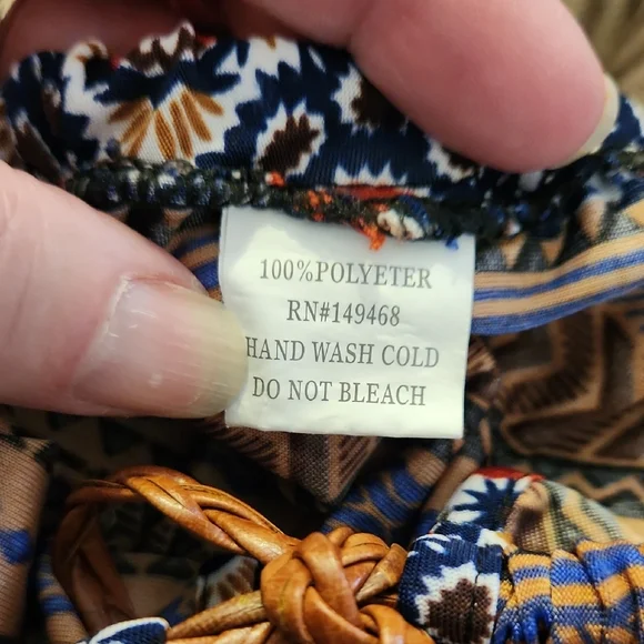 Women's Boho Printed Wide-Leg Jumpsuit - Blue Multi - Picture 7 of 11